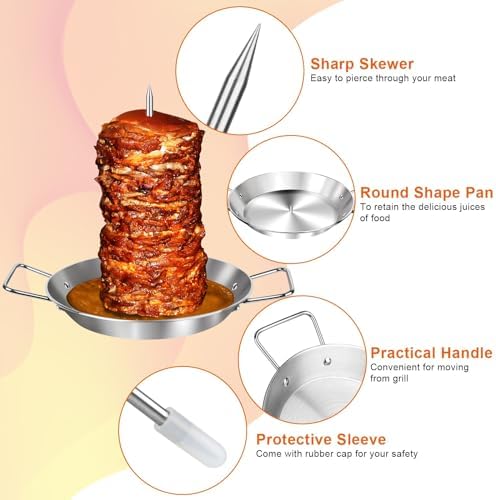 Al Pastor Skewer for Grill, 10 Inch Gyro Pan with Fat Separator - Image 5