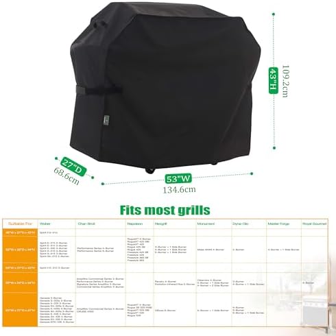 F&J Outdoors Grill Cover BBQ Cover, Black, 53" W x 27" D x 43" H - Image 2