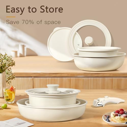 GiPP 21PCS Pots and Pans Set Nonstick Cookware Set with Detachable Handle - Image 6