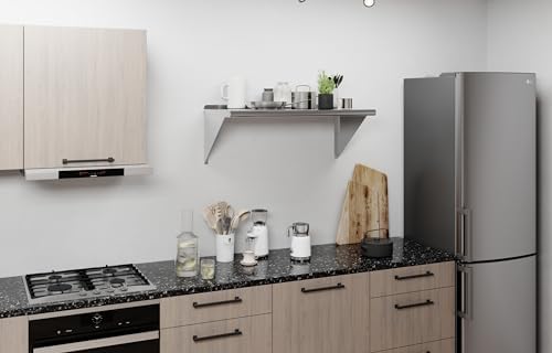 AmGood 18 in. x 36 in. Stainless Steel Wall Shelf with Backsplash - Holds 340 lbs - NSF 18-Gauge, Bullnose Edge | Commercial Heavy-Duty Microwave & Equipment Shelf - Image 6