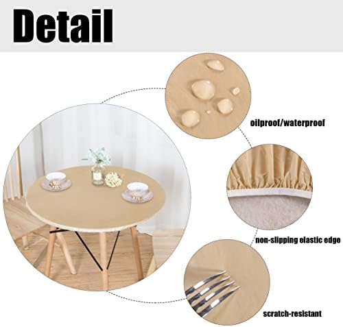LUSHVIDA Round Tablecloth, Fitted Table Cloth for 57"-68" Tables, Champagne - Image 2