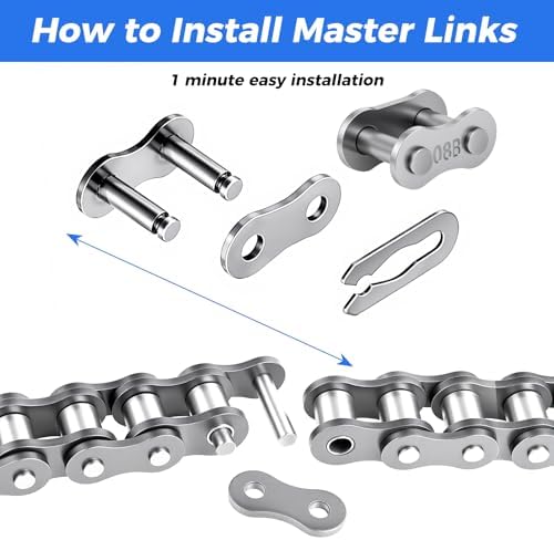 428 Roller Chain 20 Feet 478 Links, 08B Simplex Roller Chain for Chain Driven Sliding Gate Garage Openers, Extension 08B Metric Standard 428#, Includes Chain Breaker and 12 Connecting Links - Image 5