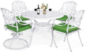 VIVIJASON 5-Piece Outdoor Patio Dining Set, All-Weather Cast Aluminum Conversation Set, Patio White Furniture Set, Include 2 Swivel Dining Chairs, 2 Stationary Chairs, 1 Round Table w/Umbrella Hole by VIVIJASON