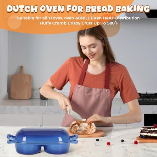 Double Dutch Oven for Sourdough Bread Baking, 2.6QT (Blue) - Image 4