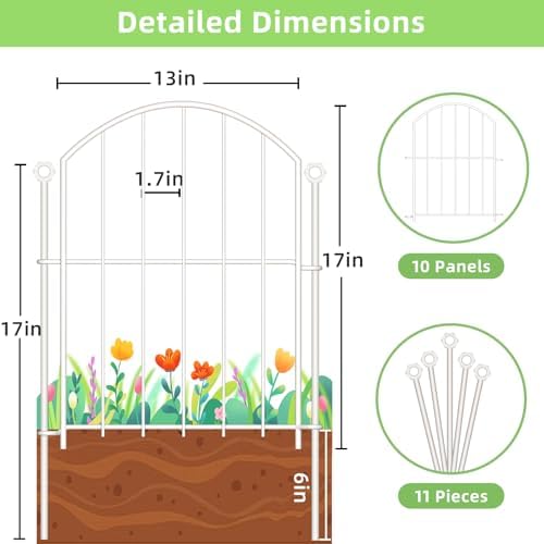 Decorative Garden Fence, 17in (H) x 10ft(L) No Dig Fence - Image 5