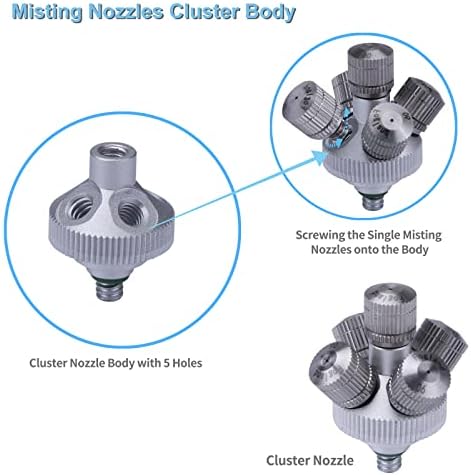 Fogland Misting Nozzle Cluster Body with 5x 10/24unc Thread Holes for Patio Garden Outdoor Misting Cooling System, 4pcs per pack - Image 5