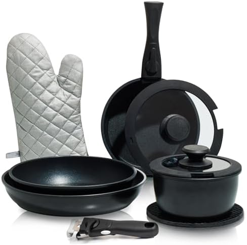 Moss & Stone 10-Piece Nonstick Pots and Pans Set, Removable Handle Cookware by Mossstone
