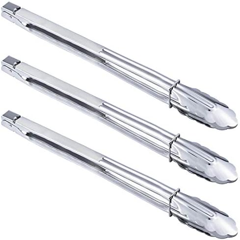 HINMAY Extra Long Stainless Steel Cooking Grilling Tongs (16-Inch 3 Pieces) by HINMAY