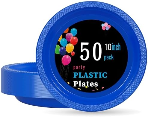 WELLIFE Royal Blue Plastic Plates 10 Inch 50 Count by WELLIFE
