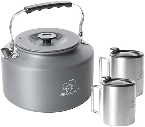 Bulin Camping Kettle, 2.2L Large Portable Camp Tea Coffee Pot With 2 Cups by BULIN