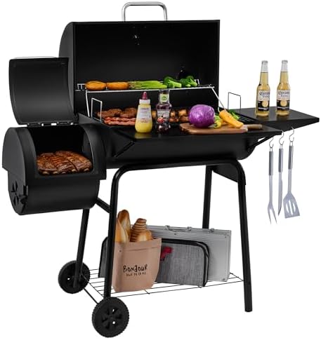 Royal Gourmet CC1830S BBQ Charcoal Grill and Offset Smoker, Outdoor Camping by RoyalGourmetCorp