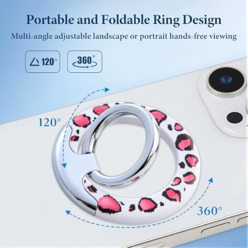 Magnetic Phone Ring for MagSafe Grip, Super Magnet Twinkle Design Ring Holder Stand, MagSafe Accessory for iPhone 17/16/15/14/13 Pro Max Plus，Pink Spots - Image 2