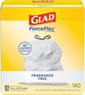Glad ForceFlex Tall Kitchen Drawstring Trash Bags, 13 Gal, Fragrance Free, 140 Ct (Package May Vary) by GladTrashFoodStorage