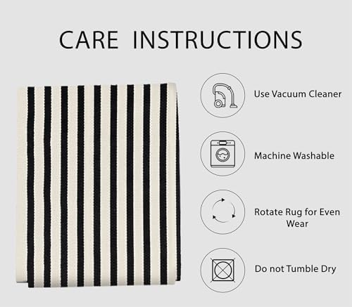 IOHOUZE 2x3 Striped Outdoor Door Mat, Washable Porch Rug, Black Beige - Image 5