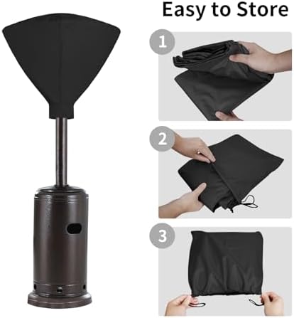 Easy-Going Patio Heater Head Cover, Outdoor Round 34"D Heater Cover, Black - Image 6