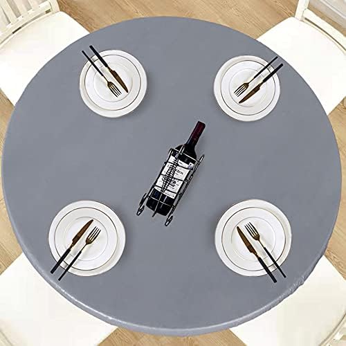 LUSHVIDA Round Tablecloth Fitted Table Cloth for 36"-44" Tables Silver Grey by LUSHVIDA