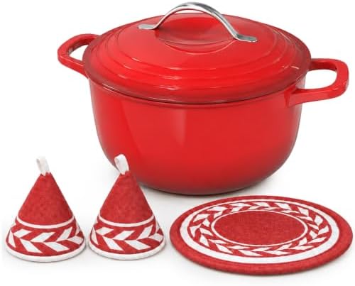 Winado 7.5 Qt Enameled Cast Iron Dutch Oven Pot with Lid, Red Ombre by Winado