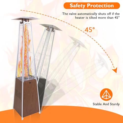 Patio Heater 48,000 BTU Outdoor Heaters for Patio Propane with Detachable Wheels, Quartz Glass Tube Pyramid Design, Protective Cover, Outdoor Terrace Garden Poolsid Commercial Residentia (Brown) - Image 4