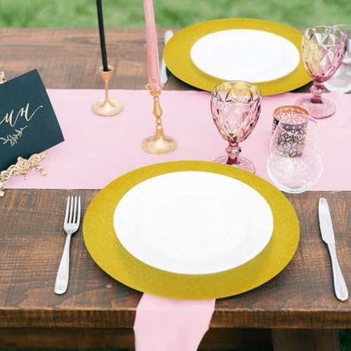 30 PCS Gold Paper Placemats Round Place Mat Glitter Disposable Paper Charger Doilies Tablemats for Christmas Valentines Party Birthday Wedding Dinner Table Decor(13x13inch) - Image 5