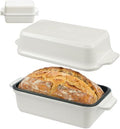 Enameled Cast Iron Dutch Oven for Sourdough Bread Baking, 9×5 Dutch Oven Pot with Lid, 2 in 1 Bread Baking Pans with Lid, Roasting & Braising, Easy Release, Oven & Induction Safe (4.2 QT,White) by RYEDE