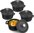 4 Pcs Mini Dutch Oven, 500F Small Round Iron Dutch Oven Pot, 8 oz by Suttmin