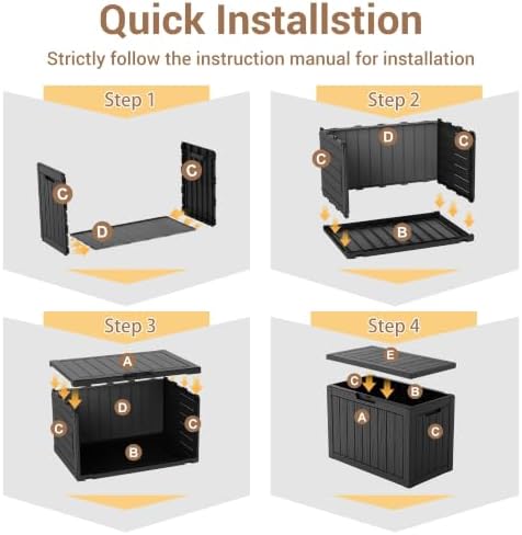 DRATO 60Gal Weatherproof Resin Deck Box, Black Lockable Outdoor Storage Bin - Image 6