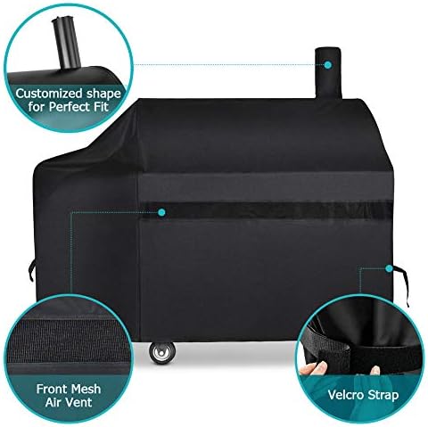 NEXCOVER Offset Smoker Cover - 60 Inch Waterproof Charcoal Grill Cover, Outdoor Heavy Duty BBQ Cover, Rip Resistant Smokestack Barbecue Cover for Brinkmann Char-Broil Weber Nexgrill, Black. - Image 3
