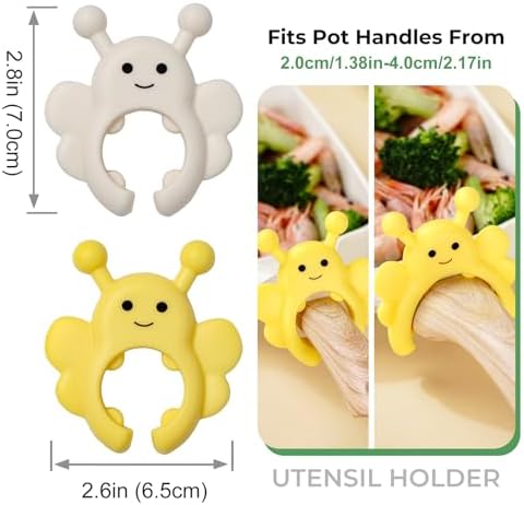 Bee Spoon Holder Cute Spoon Rest for Stove Top, Steam Releaser & Lid Lifter – Heat Resistant Silicone Cooking Gadget, Fun Kitchen Accessories, Unique Cooking Gift - Image 3