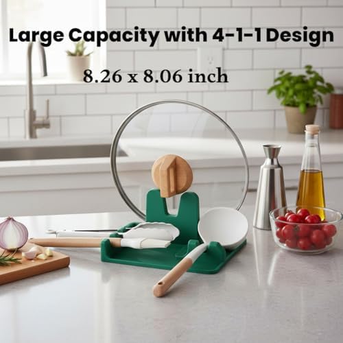 AUOON Silicone Utensil Rest with Lid Holder, Large, Sea Blue - Image 6