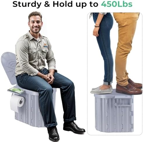 Sckee Camping Toilet, Portable Toilet for Adults, Portable Travel Folding Toilet with Lid and Paper Holder, Compact Potty for Car, Camp Toilet Portable Toilet for Camping, Hiking,Truck, RV, Beach - Image 3