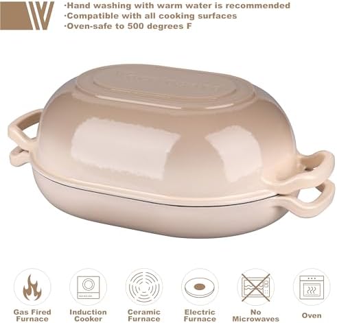 VORRINGARD Enameled Cast Iron Sourdough Bread Oven, Dutch Oven, Loaf Cast Iron Bread Pan for Homemade Bread Baking, Meatloaf Pan with Lid, 7QT, Latte - Image 3
