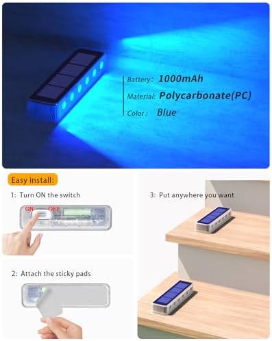 DetarZinLED Blue Solar Step Lights for Outside IP68 Waterproof Led 2 Pack - Image 5