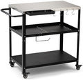 Outdoor Grill Cart Table, Pizza Oven Stand with Casters, Silver by GVGBUK
