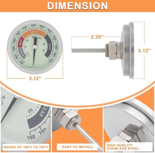 Temperature Gauge for Masterbuilt/All Oklahoma Joe/Char-Griller/Pit Boss - Image 4