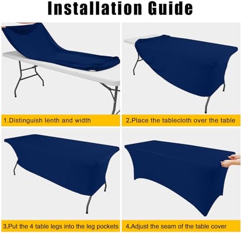 Smiry 2 Pack Spandex Table Cloth 6FT, Elastic Fitted Navy Tablecloth - Image 6