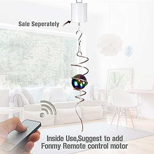 Fonmy Gazing Ball Spiral Tail -Decorative Wind Spinner 11 inch Tail and 2 inch Steel Orb. Indoor Outdoor Garden Decoration Silver Multi Color Ball -13 inch Height - Image 5