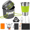 aiGear 8pcs Camping Cooking Set for 1-2 People with Pot Cutlery Stove Stand by aiGear
