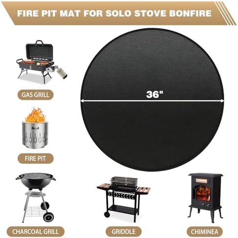 36" Fire Pit Mat for Solo Stove Bonfire - Round Fireproof Waterproof Under Grill Mat, Reusable Solo Stove Accessories for Deck Patio - Image 2