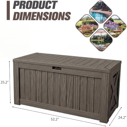 JUMMICO 120 Gallon Resin Deck Box, Large Outdoor Storage Box Waterproof - Image 6