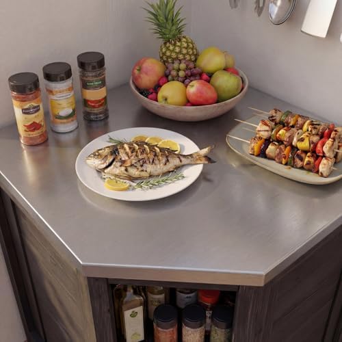 MOUMON Corner Patio Kitchen Storage Cabinet with Stainless Steel Countertop - Image 4
