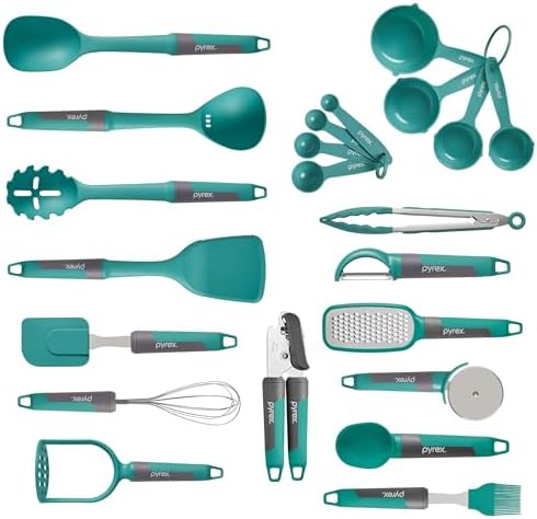 Pyrex 22-Piece Kitchen Cooking Utensils Set, Nonstick Cooking Gadgets by Pyrex