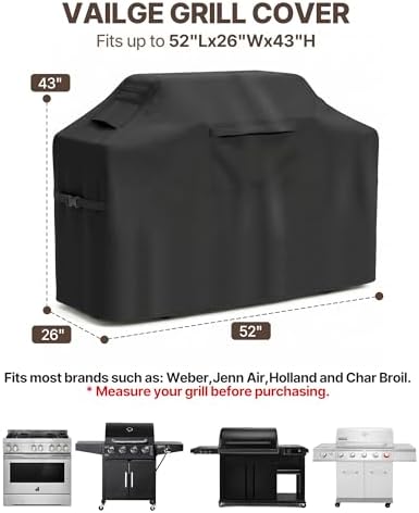 Vailge Grill Cover for Outdoor Grill & Waterproof 600D BBQ Cover 52 Inch - Image 2