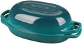 EDGING CASTING Enameled Cast Iron Oval Dutch Oven Pot with Lid, Dutch Oven for Sourdough Bread Baking, Bread Oven, Bread Dutch Oven, Oval Bread Pan, 5qt, Darkcyan by EDGINGCOOKWARE