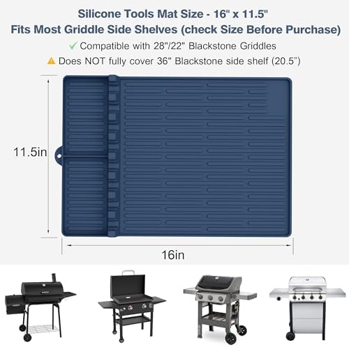 Silicone Grill Mat for Blackstone Griddle Accessories, 8-Slot Tool Mat - Image 4