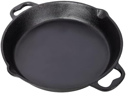 Pre-Seasoned Cast Iron Skillet Frying Pan with Dual Assist Handles, 12 Inch Pancakes Pan, Uses in the Oven, on the Stove, on the Grill, or Over a Campfire (12-Inch) by Heavyduty