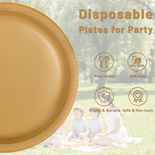 WELLIFE Gold Plastic Plates 7 Inch 50 Count - Image 7