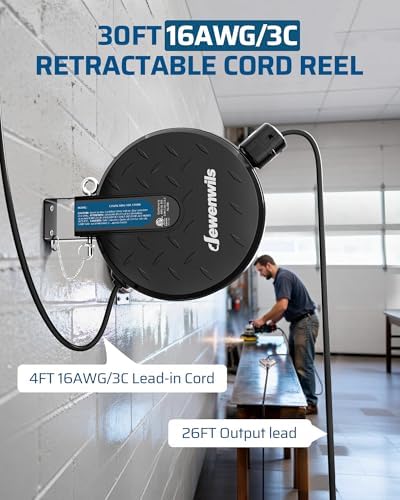 DEWENWILS Ceiling/Wall Mount Retractable Extension Cord Reel with 30FT Cord - Image 2