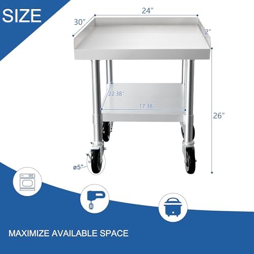 HARDURA Stainless Steel Equipment Stand with Casters 30"X24" - Image 2