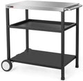 OuterMust Outdoor Grill Table, Triple-Shelf Movable Outdoor Kitchen Island with Wheels and Tank Holders for Pizza Oven, Silver & Black by OuterMust