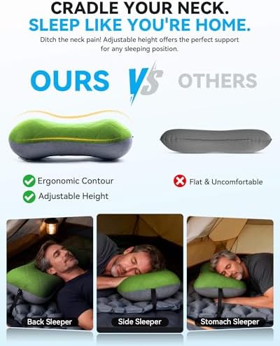 Hikenture Camping Pillow with Removable Cover, Ultralight Inflatable Pillow - Image 2